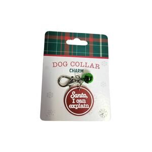 Dog Collar Charm Christmas "Santa, I can Explain" Holidays w/ bell Pet Cat Dog
